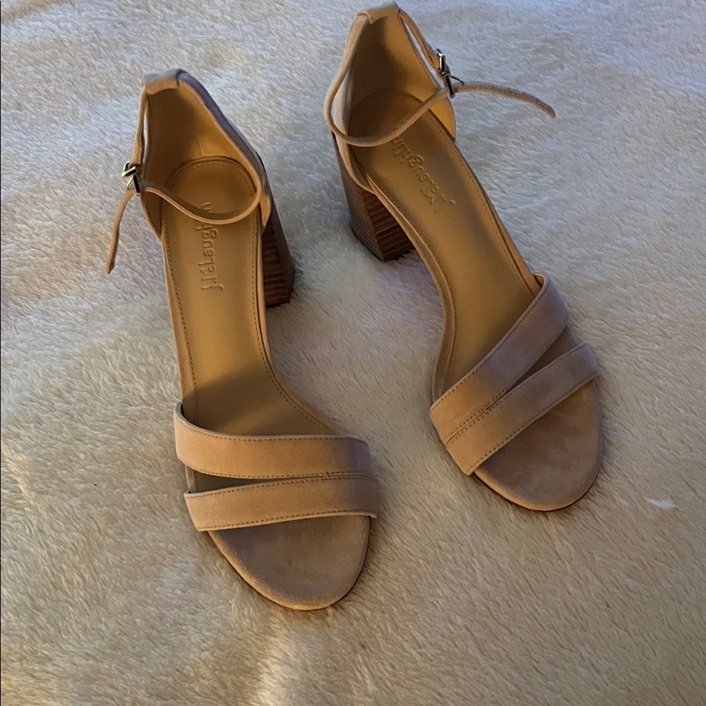 J McLaughlin Tan Strappy Block Heel Sandals